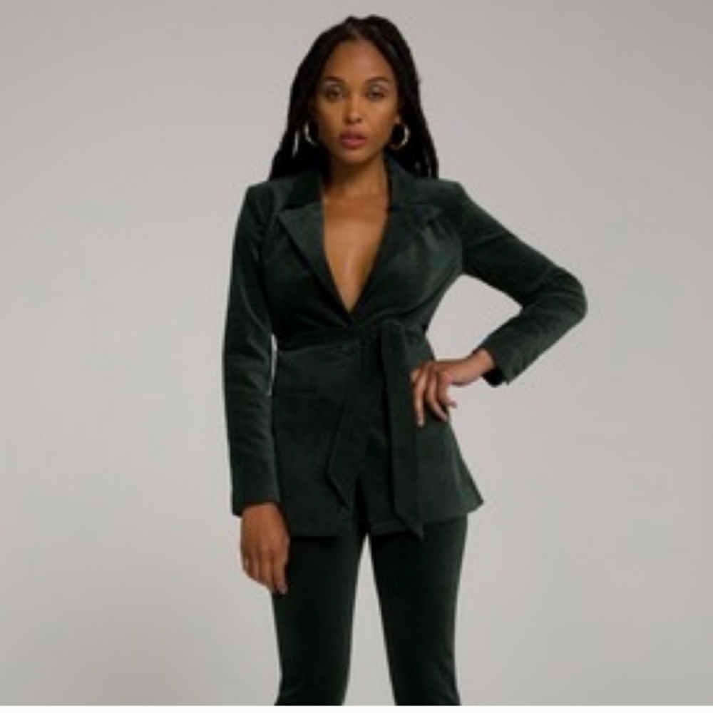 Good American Green Velvet Fit and Flatter Blazer Jacket, sz 4 / XL